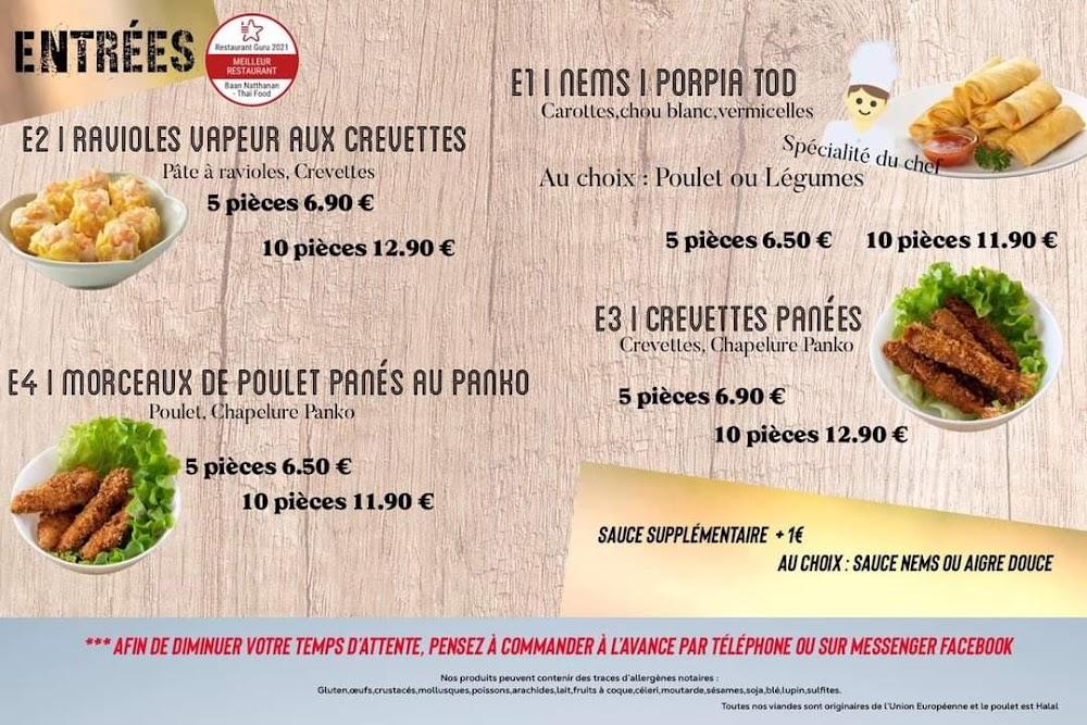 BAAN NATTHANAN - THAÏ FOOD À EMPORTER - Menu Image 1
